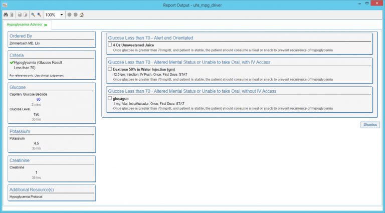 Crossings Hypoglycemia Advisor