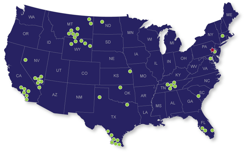 Crossings Healthcare Solutions Client location map