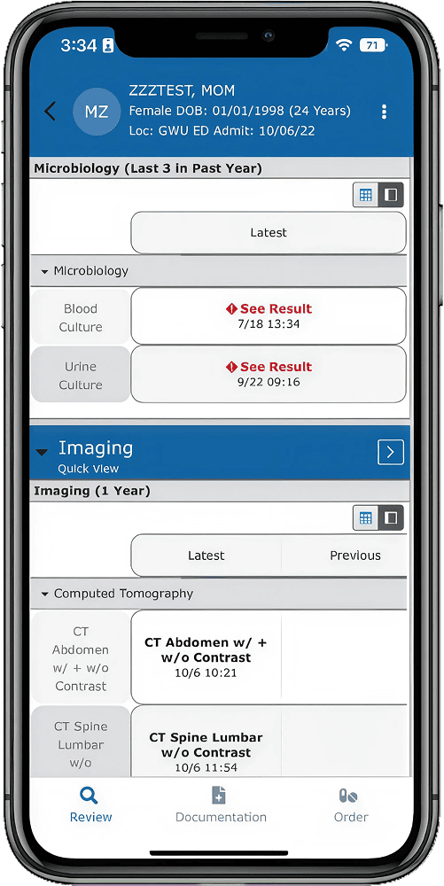 Crossings Mobile Application Chart Review Screen 3